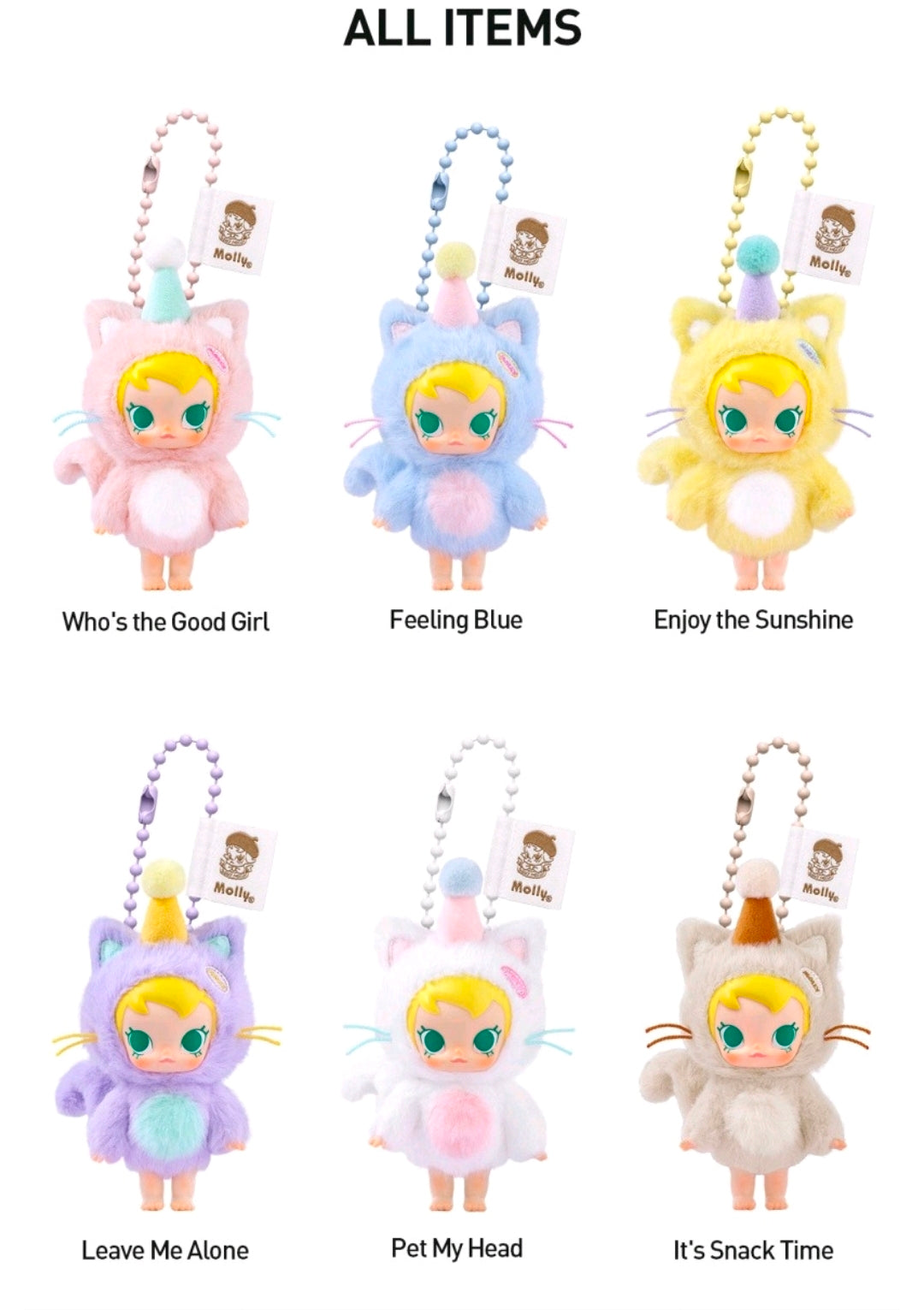 Baby Molly Pocket Friends- Vinyl Face Pendants- Authentic • Sealed • Verified