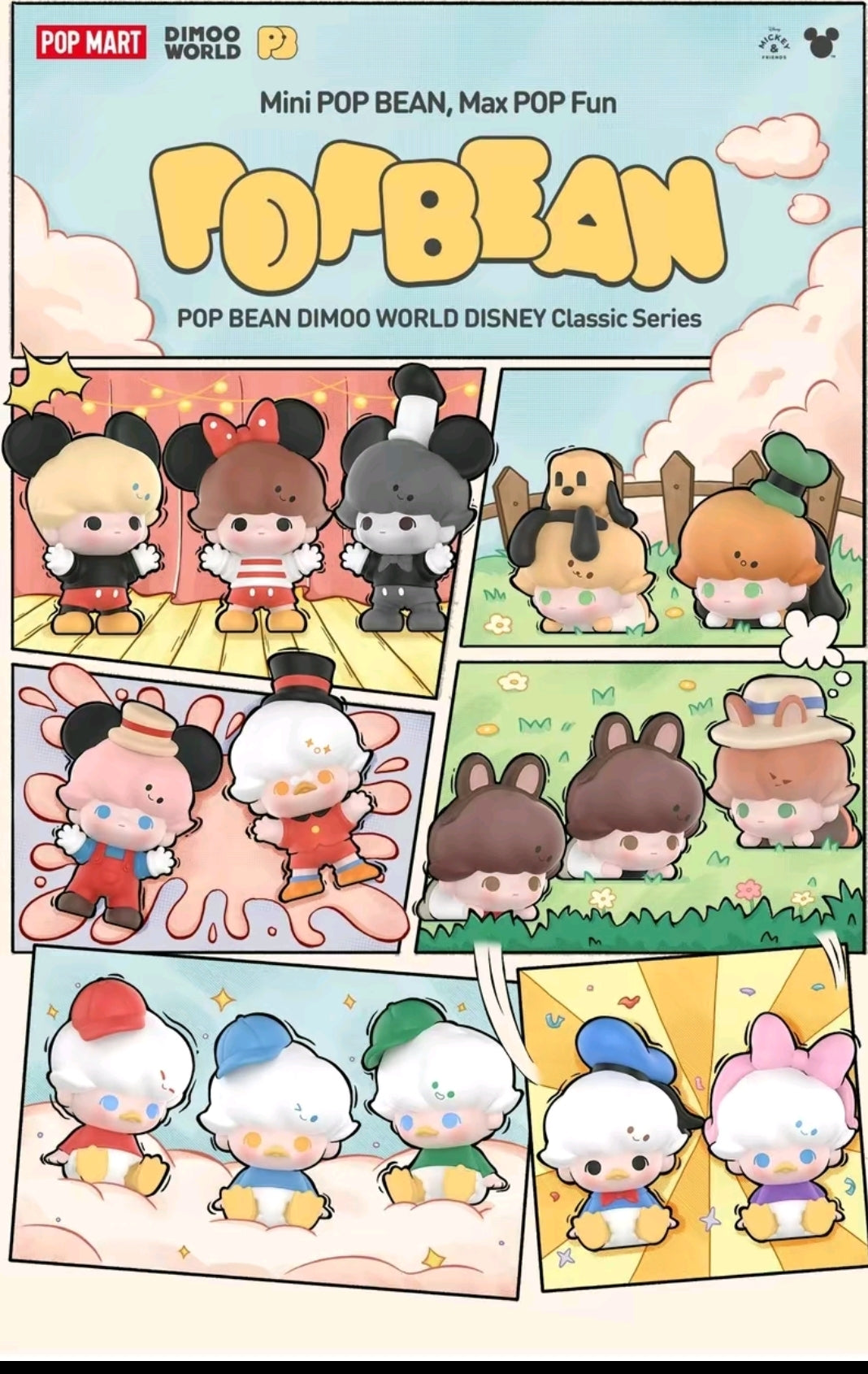 POP BEAN DIMOO WORLD X DISNEY Classic Series ( 3 Per Pack) - AUTHENTIC